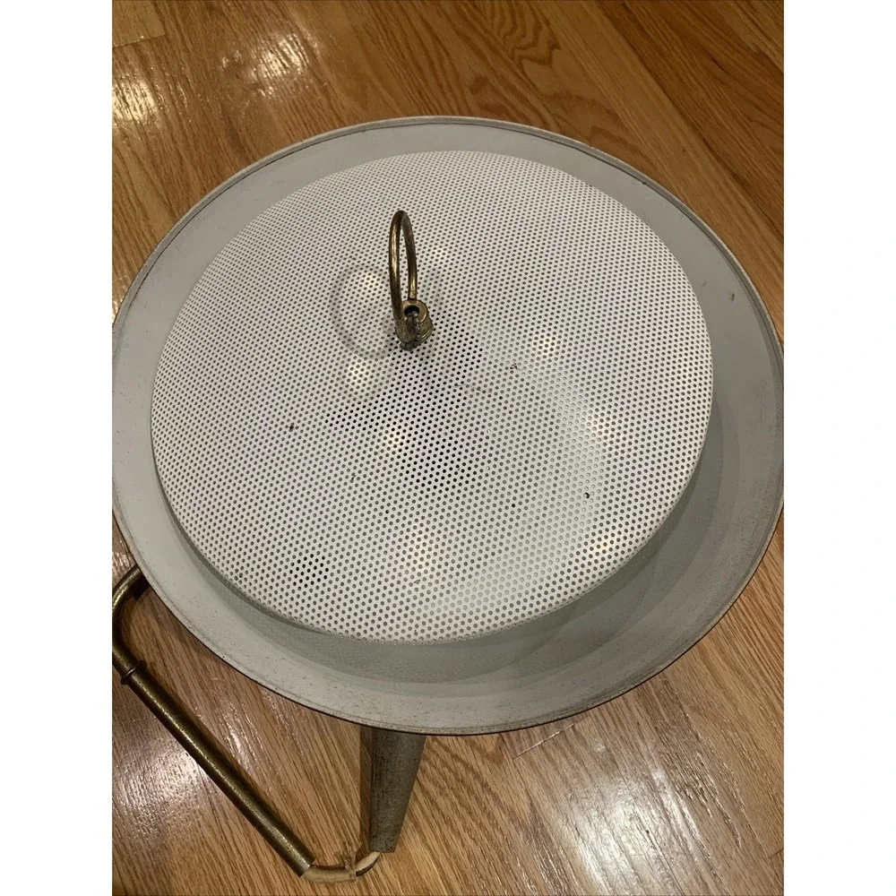 Vintage Midcentury Tolewear Retractable Ceiling Light